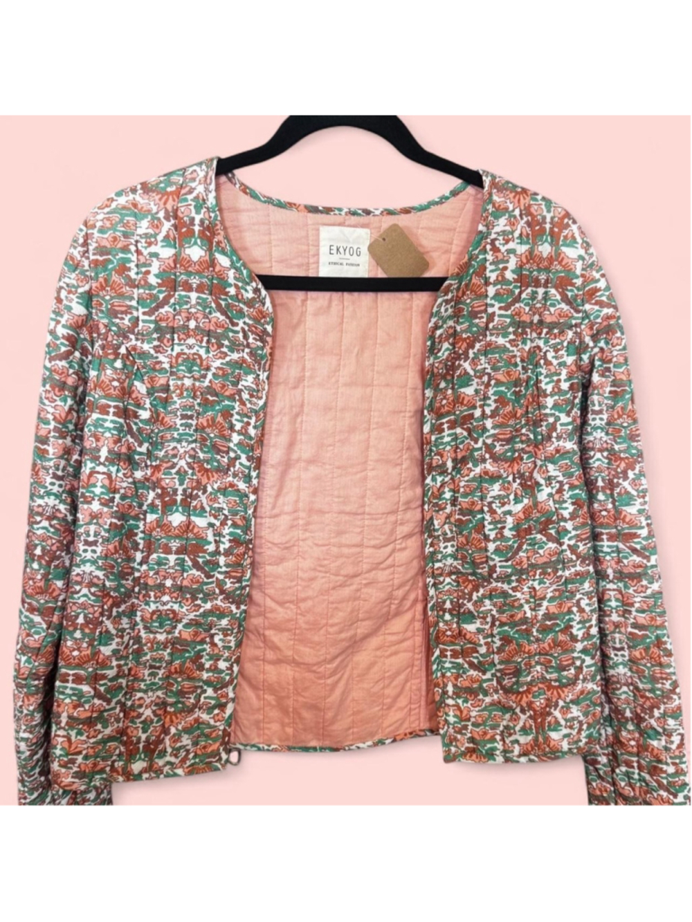 Ekyog orange, green, and white floral jacket Women's Size Small to Med